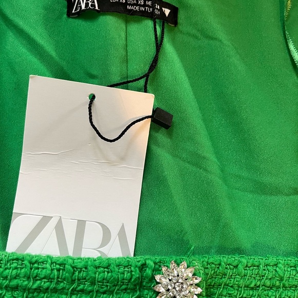 Zara green tweed dress size XS - Picture 8 of 9